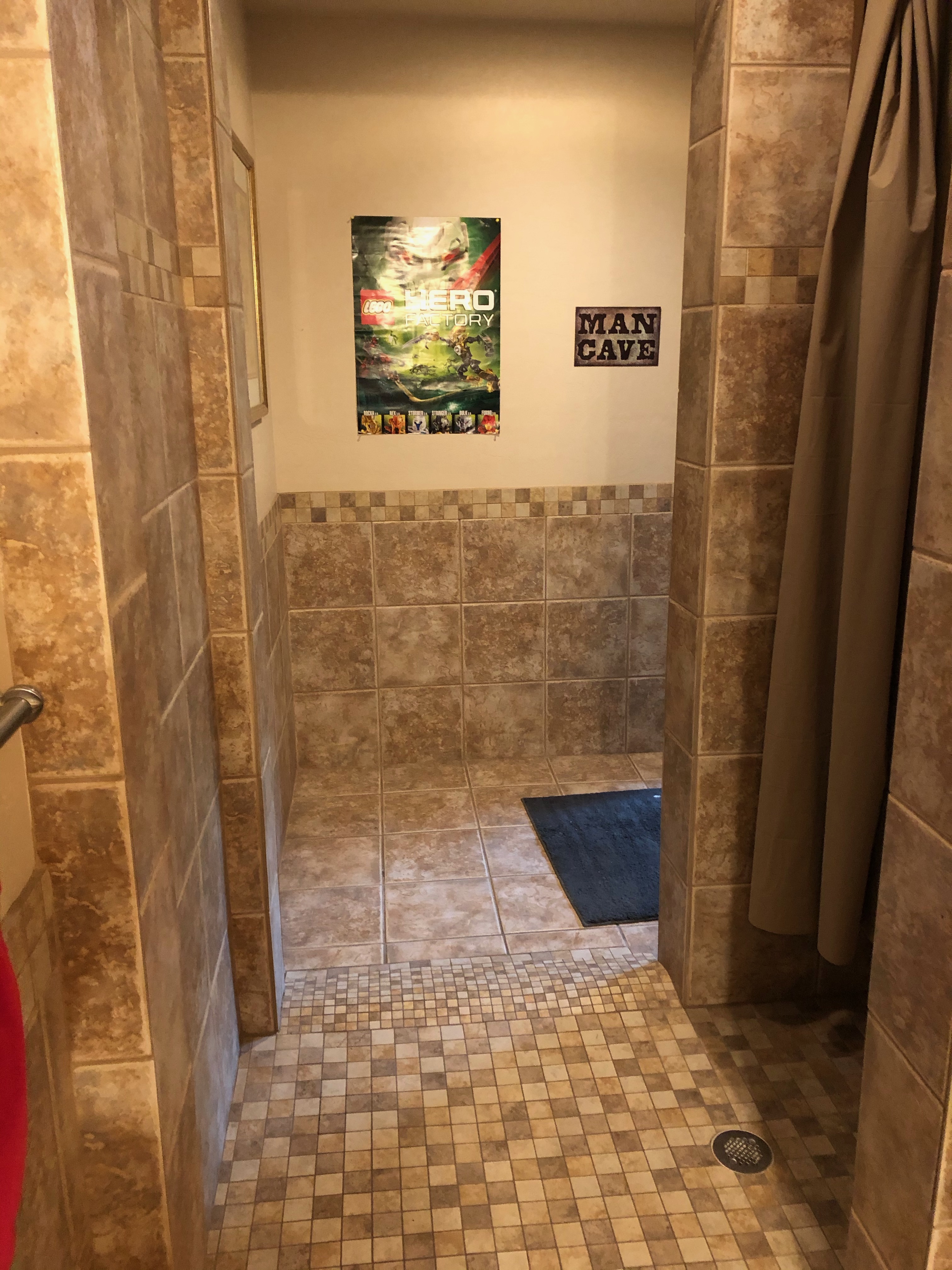Mancave pathway from the bathroom